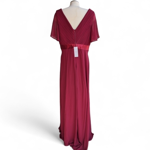 Brand New Chiffon Double V Neck Flared Sleeve Floor Length Evening Dress / Gown - Picture 4 of 13